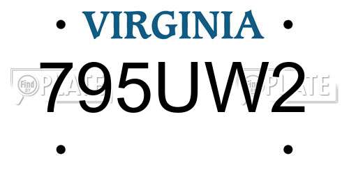 795UW2 Virginia License Plate