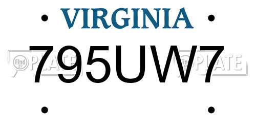 795UW7 Virginia License Plate