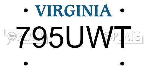 795UWT Virginia License Plate