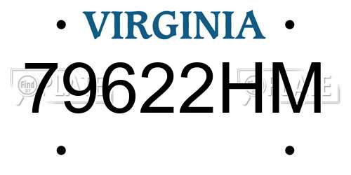 79622HM Virginia License Plate