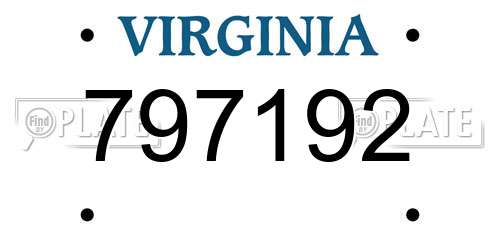 797192 Virginia License Plate