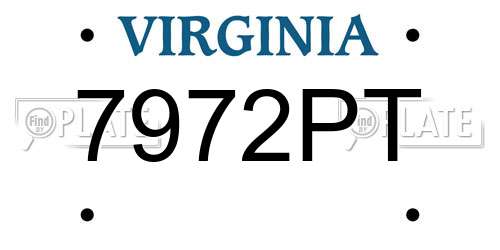 7972PT Virginia License Plate