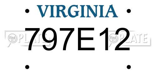 797E12 Virginia License Plate