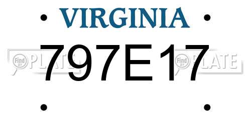 797E17 Virginia License Plate
