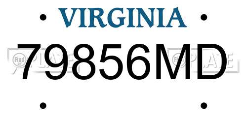 79856MD Virginia License Plate
