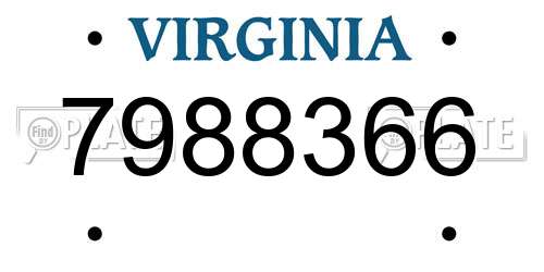 7988366 Virginia License Plate