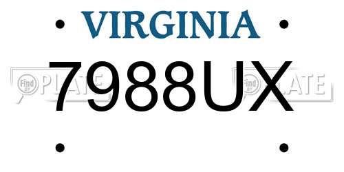 7988UX Virginia License Plate