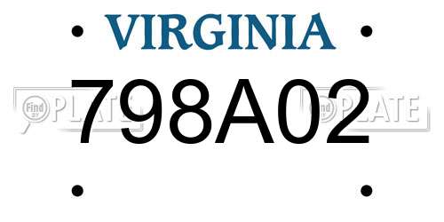 798A02 Virginia License Plate
