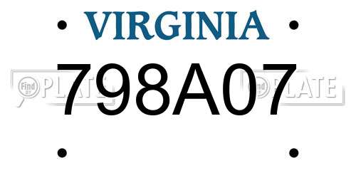 798A07 Virginia License Plate