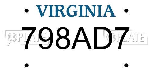798AD7 Virginia License Plate