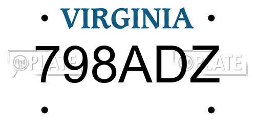 798ADZ Virginia License Plate