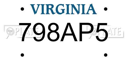 798AP5 Virginia License Plate