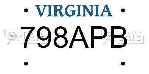 798APB Virginia License Plate