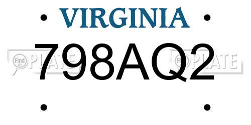 798AQ2 Virginia License Plate