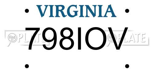 798IOV Virginia License Plate
