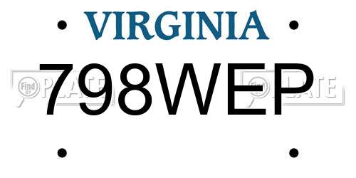 798WEP Virginia License Plate
