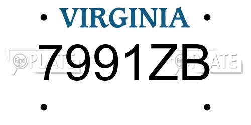 7991ZB Virginia License Plate