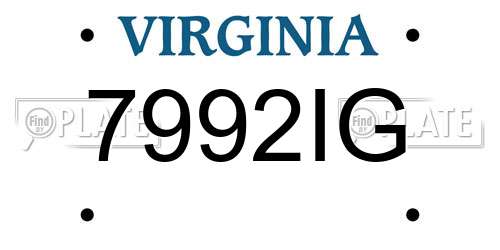7992IG Virginia License Plate