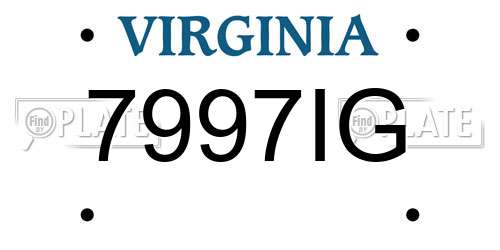 7997IG Virginia License Plate