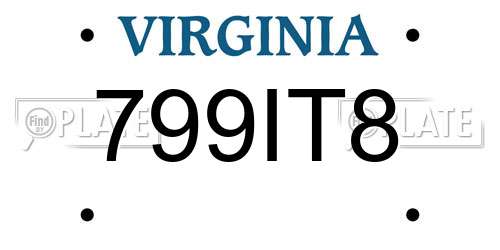 799IT8 Virginia License Plate