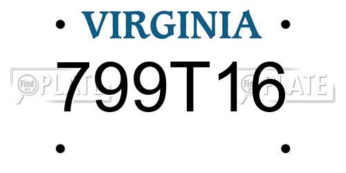 799T16 Virginia License Plate