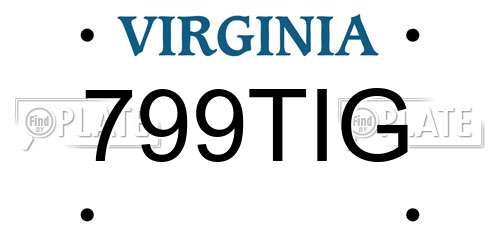 799TIG Virginia License Plate