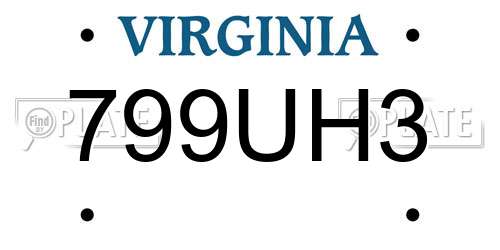 799UH3 Virginia License Plate