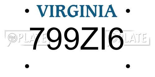 799ZI6 Virginia License Plate
