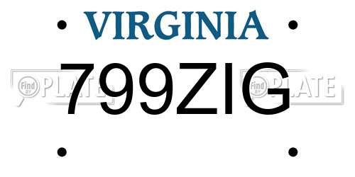 799ZIG Virginia License Plate