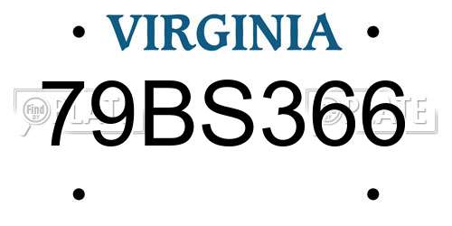 79BS366 Virginia License Plate