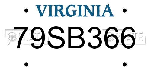 79SB366 Virginia License Plate