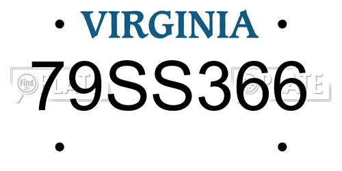 79SS366 Virginia License Plate