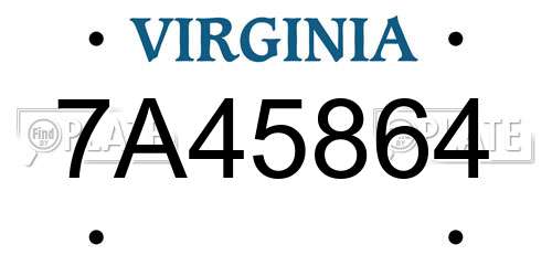7A45864 Virginia License Plate
