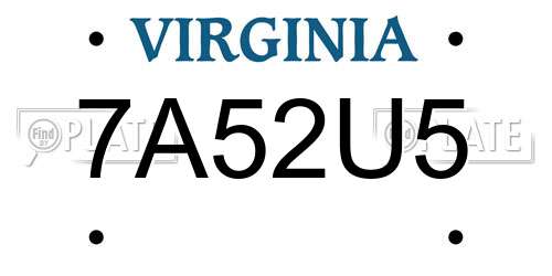 7A52U5 Virginia License Plate
