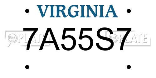7A55S7 Virginia License Plate