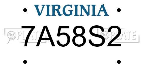 7A58S2 Virginia License Plate
