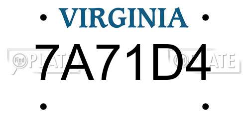 7A71D4 Virginia License Plate