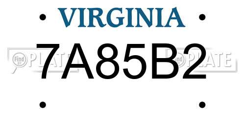 7A85B2 Virginia License Plate