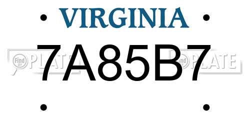 7A85B7 Virginia License Plate
