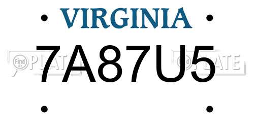 7A87U5 Virginia License Plate