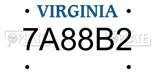 7A88B2 Virginia License Plate