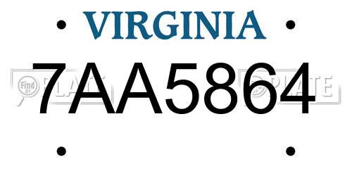 7AA5864 Virginia License Plate