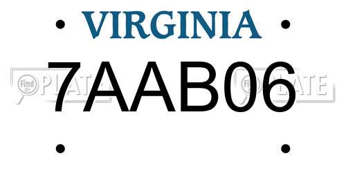7AAB06 Virginia License Plate