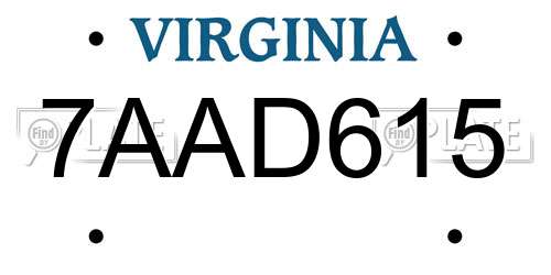 7AAD615 Virginia License Plate