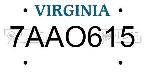 7AAO615 Virginia License Plate