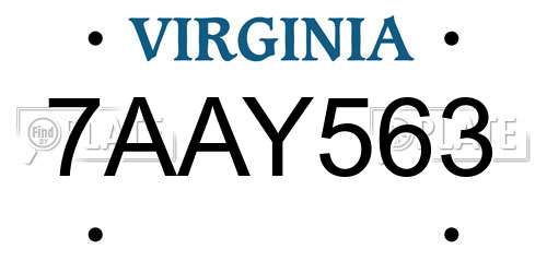 7AAY563 Virginia License Plate