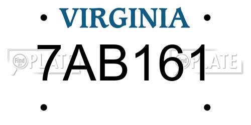 7AB161 Virginia License Plate