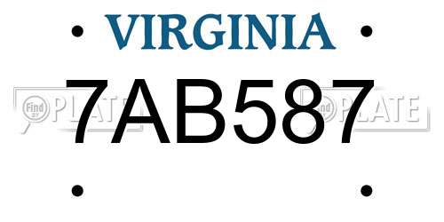 7AB587 Virginia License Plate