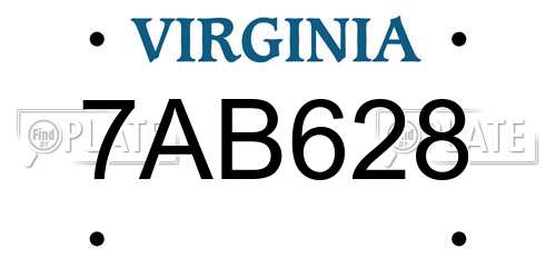 7AB628 Virginia License Plate
