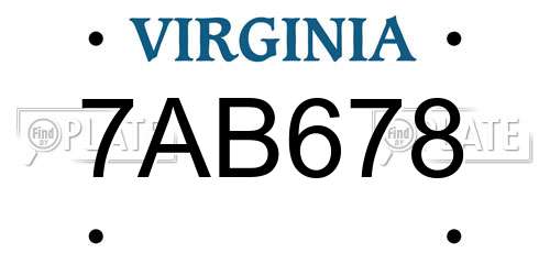 7AB678 Virginia License Plate